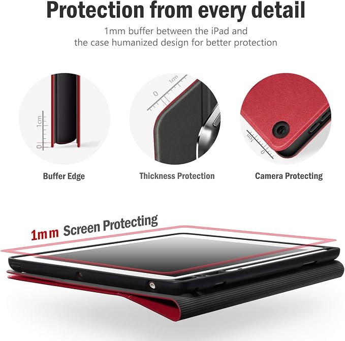 Antbox Case for iPad 9th Generation/iPad 8th/7th Generation 10.2'' Black | Built-in Pencil Holder Vegan Leather Auto Sleep/Wake