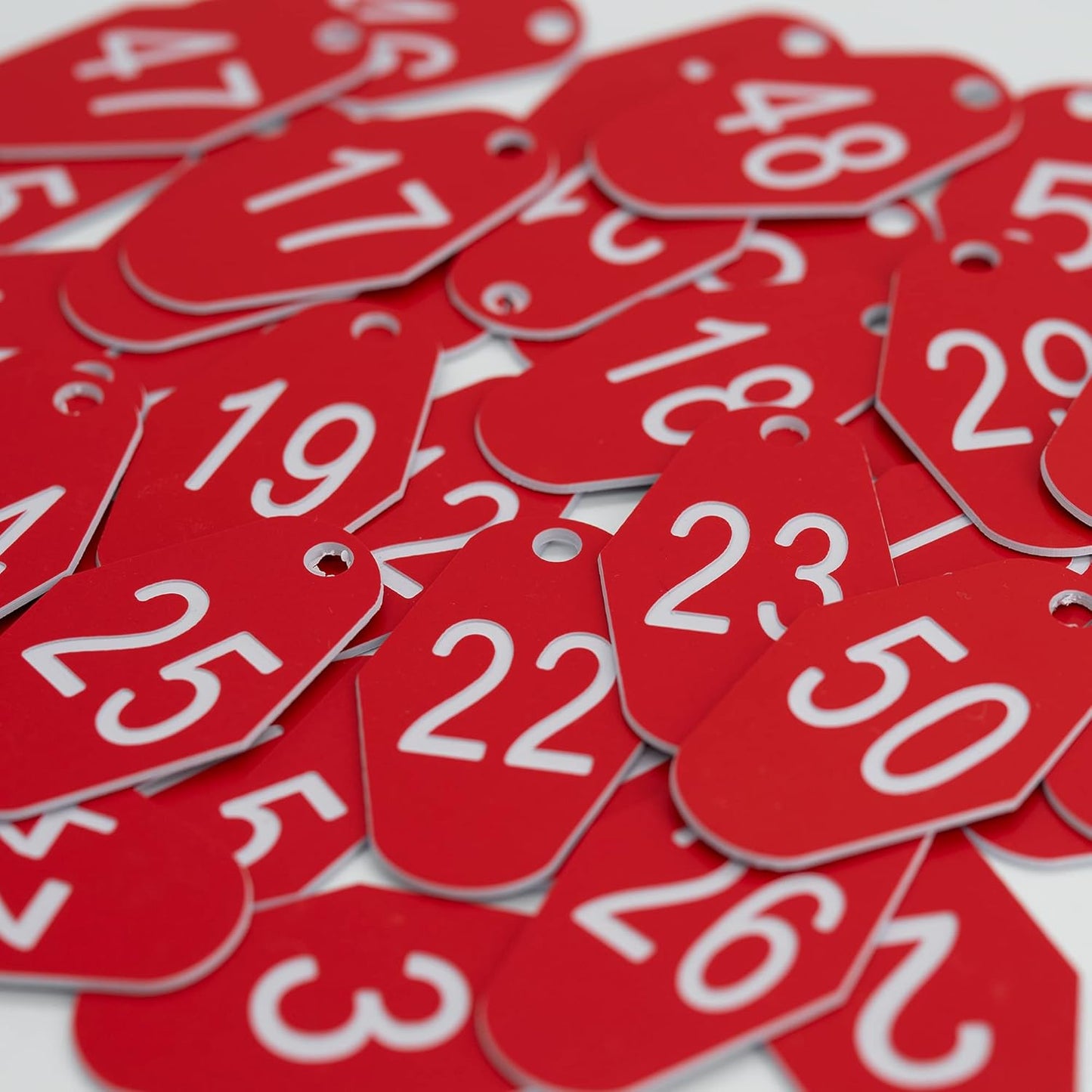 StayMax ABS Plastic Motel Hotel Room Number Tag (1-50, Red)