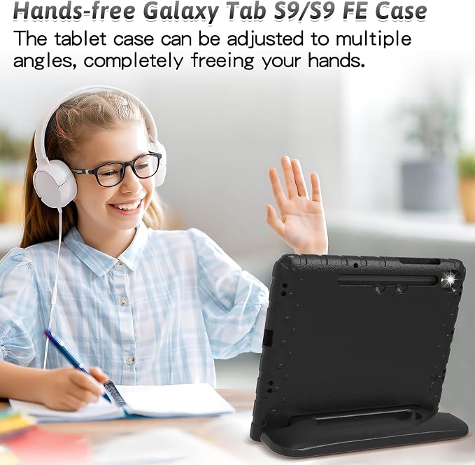 Heavy Duty Kids Case for Samsung Galaxy Tab S7 FE/S7 Plus/S8 Plus 12.4 inch | Rugged Protection Cover for Galaxy Tab S8+/Tab S7 FE/S7+ 2022/2021/2020 with S-Pen Holder Handle StandEVA Foam Rose Red
