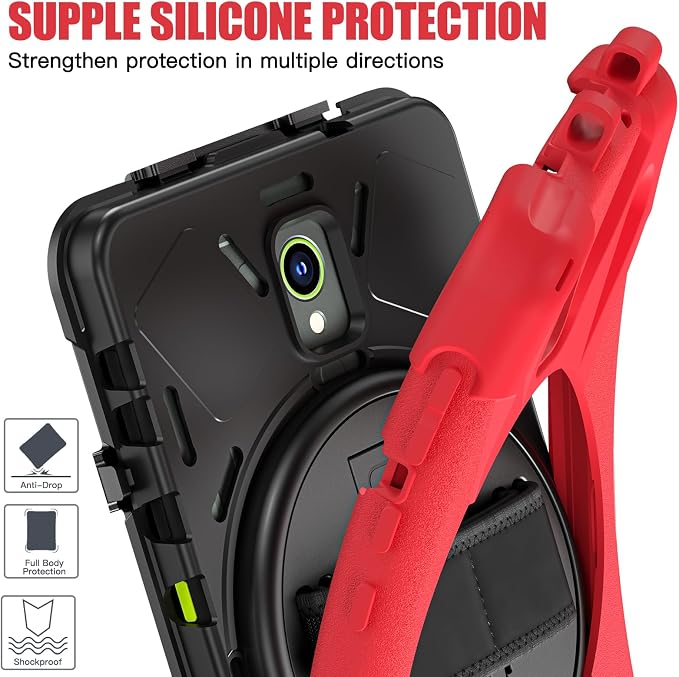 Samsung Galaxy Tab Active5/Active 3 8.0 Case with 360 Stand Handle Hand Strap &amp Shoulder Strap for Galaxy Tab Active5 8 2024 X300/X307 Active3 8 2020 T570/T575/T577 (Black)