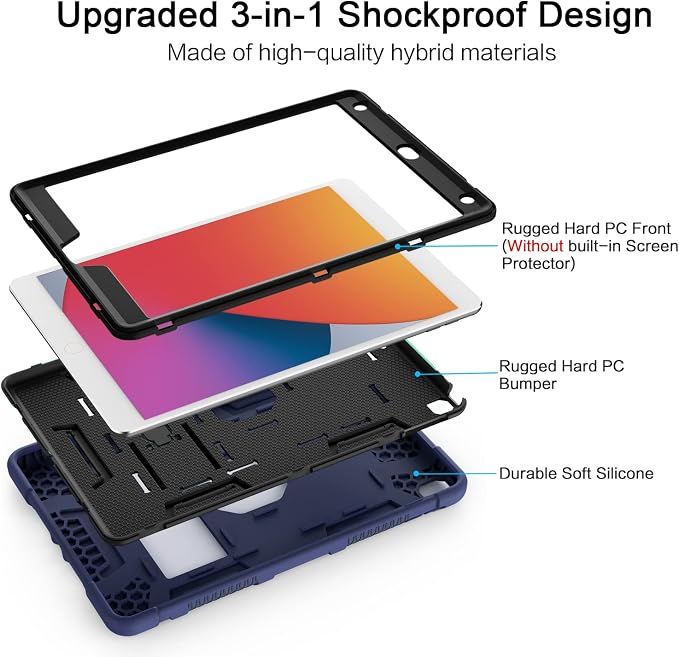 Azzsy Case for iPad 9th Generation/iPad 8th Generation/iPad 7th Generation (10.2 Inch 2021/2020/2019 Model) Heavy Duty Shockproof Rugged Protective Case for iPad 10.2 inch Alpine Green