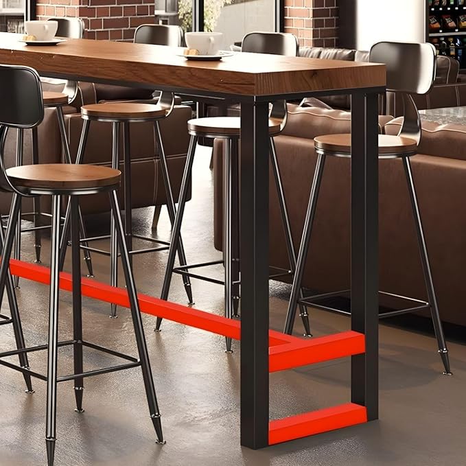 RUNNUP Farmhouse Bar Table Solid Wood Rectangle Bar Height Table for Kitchen Coffee Shop Window Small Space -Table Only(94.5" L x 15.7" W x 41.3" H)