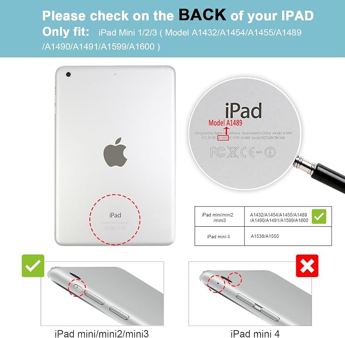 ProCase Smart Case for iPad mini 1 2 3(Model: A1432 A1454 A1455 A1489 A1490 A1491 A1599 A1600) Slim Lightweight Stand Cover with Translucent Frosted Back Support Auto Sleep/Wake -Grey