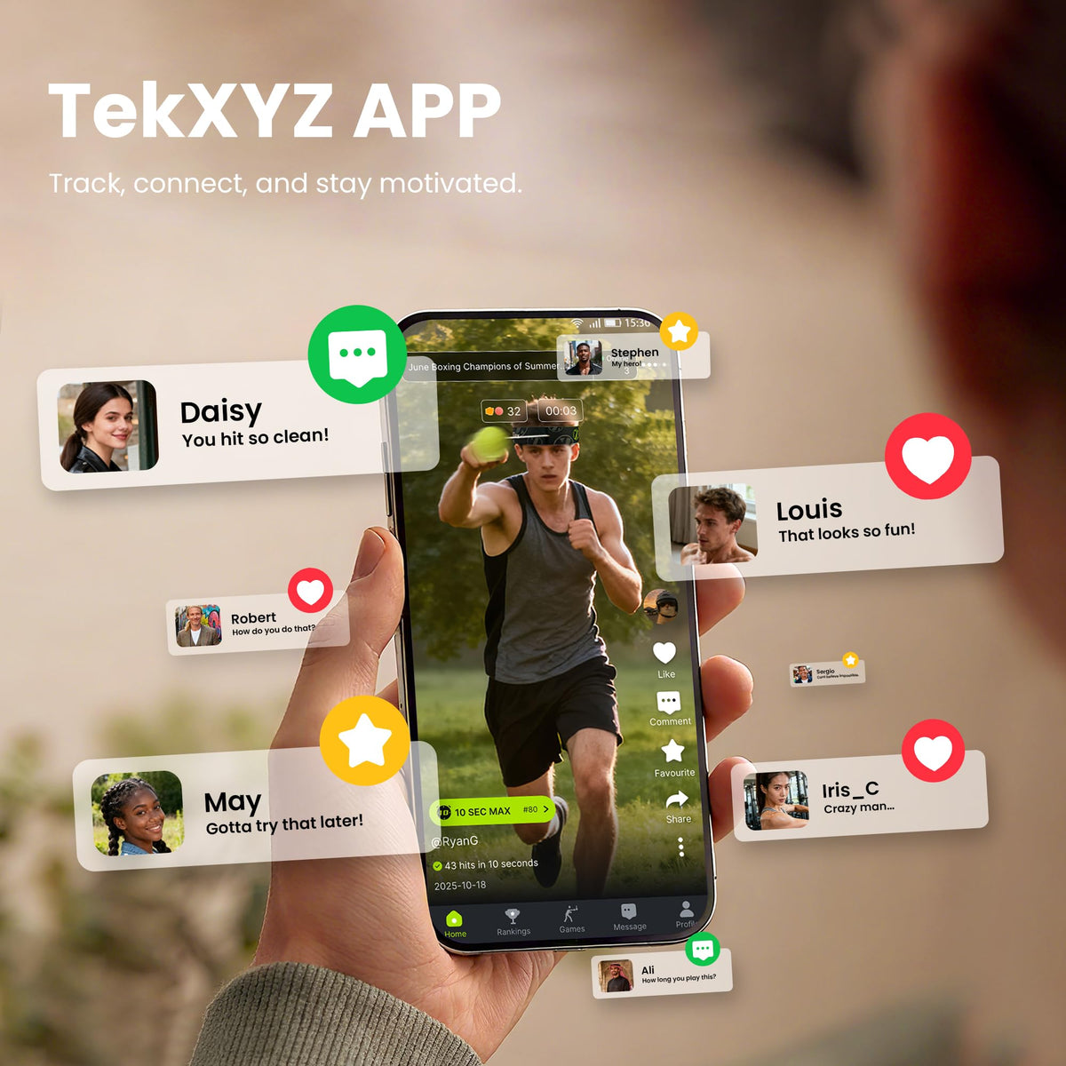 TEKXYZ® Classic Boxing Reflex Ball Family Pack with App - 4 Balls, 2 Bands