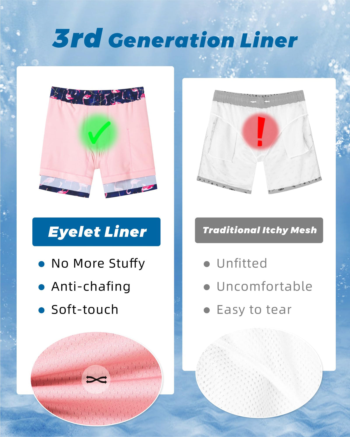 SURF CUZ Mens Swim Trunks with Compression Liner Quick Dry Swim Shorts 7" Swimming Trunks Stretch Bathing Suit 7 Inch,Flamingo Pink,XL