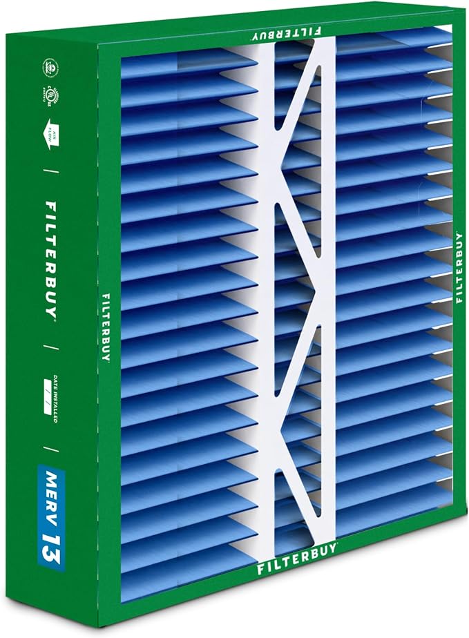 Filterbuy 16x22x5 Air Filter MERV 13 Optimal Smoke & Allergy Defense, Pleated