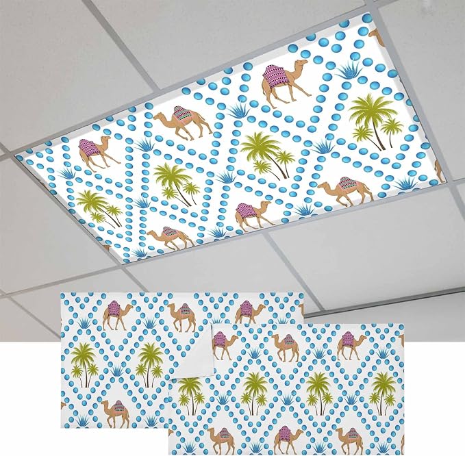 2 Pack Fluorescent Light Cover, Camels Palm Trees Light Covers