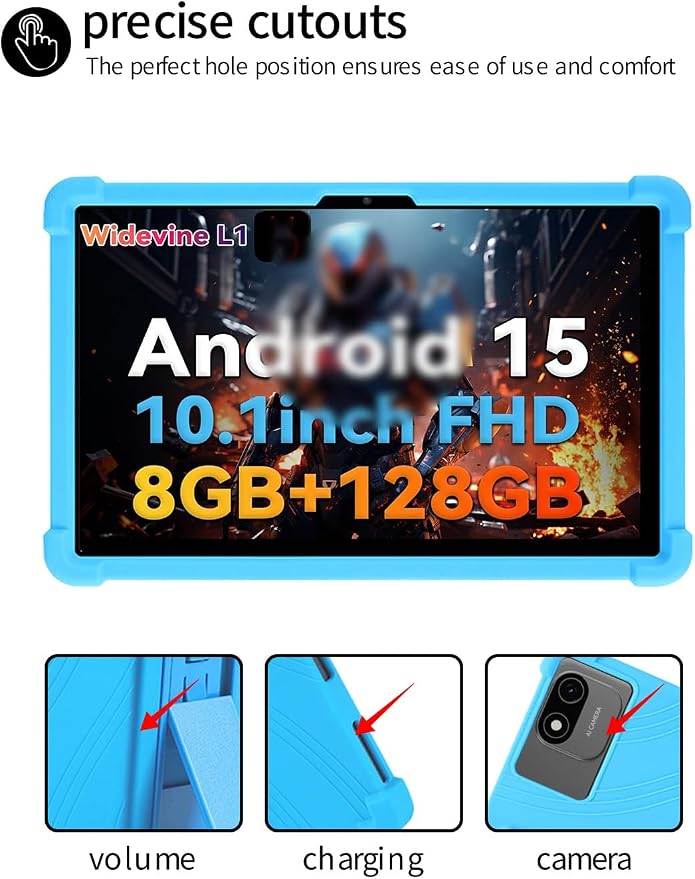 for Headwolf W6 10.1 Inch Tablet CaseBOVUGAC Soft Silicone Adjustable Stand Shockproof Kids Friendly for Headwolf W6 10.1 Tablet(Black)