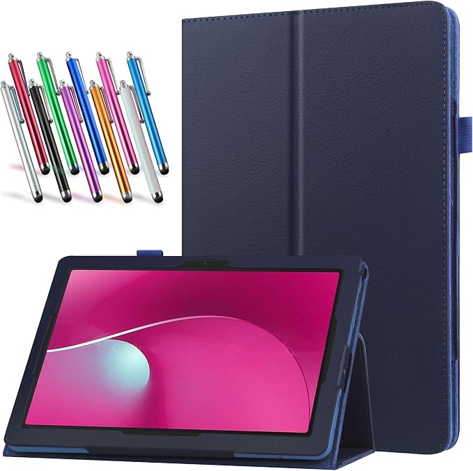 Case for T-Mobile REVVL Tab 2 5G 10.1 Inch Tablet 2025 Released - Lightweight Folio PU Leather Cover with 1 Random Stylus (Galaxy)
