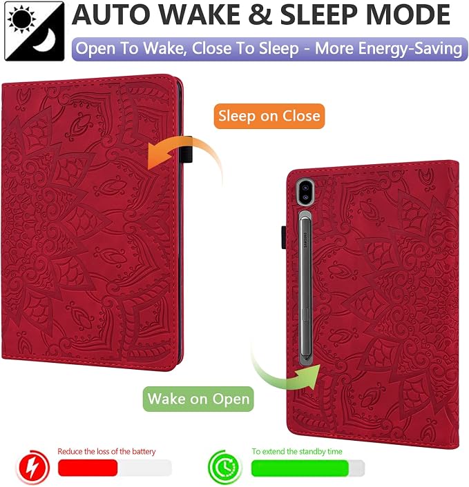 Dteck Wallet Case for Galaxy Tab S10+/S9+/S7 FE/S8+/S7 Plus 12.4 Tablet Premium PU Leather Folding Stand Auto Wake/Sleep Pen Holder Case with Hummingbirds