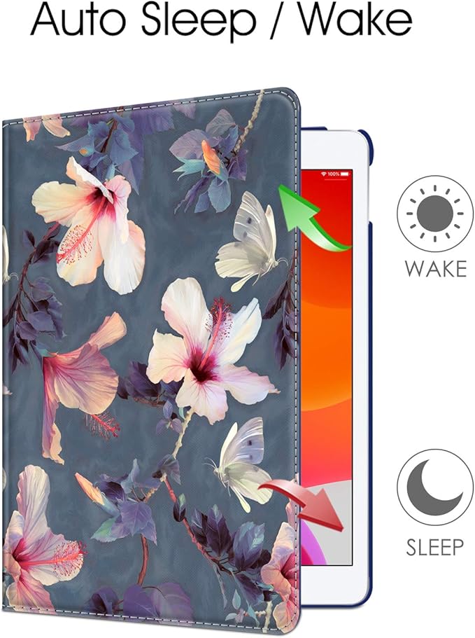 Fintie 360° Rotating Case for iPad 9th / 8th / 7th Generation 10.2 Inch | Swivel Stand Portrait &amp Landscape Viewing Shockproof Cover with Pencil Holder Auto Wake/Sleep Aqua Wave