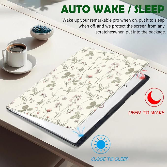 Case for Remarkable Paper Pro Tablet 11.8 (Released in 2024) Hard Back Shell Protective Book Folio Cover with Built-in Pen Holder with Auto Sleep/Wake Function.