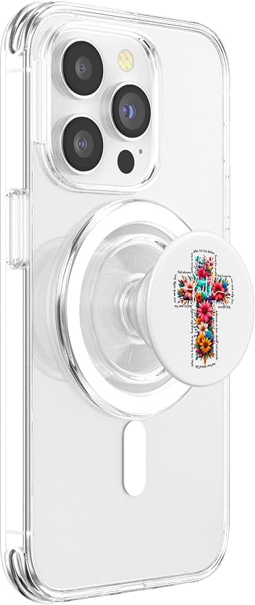 JOHN 3:16 Floral Faith Cross Jesus Christian Religious PopSockets Adhesive PopGrip