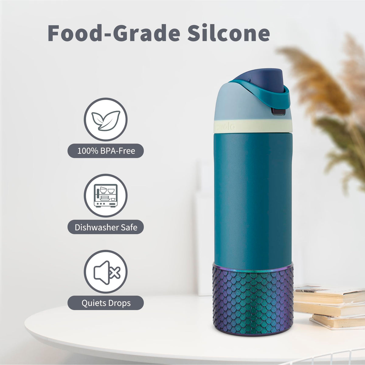 Diumepo Silicone Boot for Owala Water Bottle 24 oz, Anti-Slip Protective Sleeve for Owala Twist,FreeSip and Flip Stainless Steel Water Bottle,BPA Free (Navy)