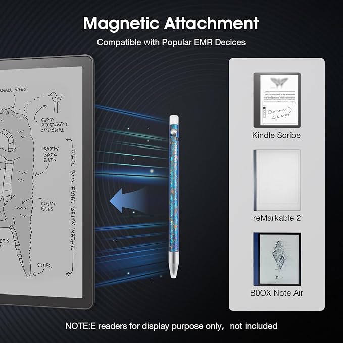 Titanium Magnetic EMR Stylus for E-Ink Devices Retractable Magnetic Digital Pen with Precision Fine Tip Lightweight Writing Pen Compatible with Remarkable 2 Kindle Scribe BOOX SupernoteBlue