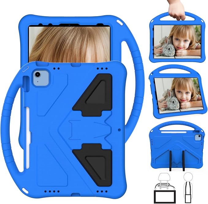 Dteck Kids Case for iPad 10.2 - Shockproof Rugged EVA Handle Stand Child Proof Case for iPad 9/8/7 Generation Black