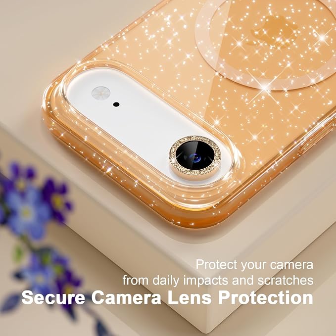 Choiche for iPhone 15 Pro Max Case Compatible with MagSafe Glitter Black | Women Girly Cute Glitter Sparkly Magnetic Phone Case with Diamond Camera Lens Protectors Military-Grade Drop Protection 6.7