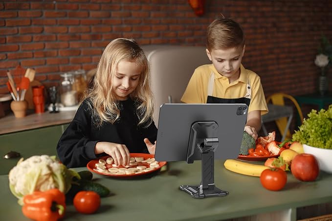 Phone Stand for Desk. Foldable Desktop Mobile Phone Stand with Angle Height Adjustable Portable Office Cell Phone Holder Cradle Dock. Fits All 4.7-13in iPhone/Smartphone/iPad/Tablet.