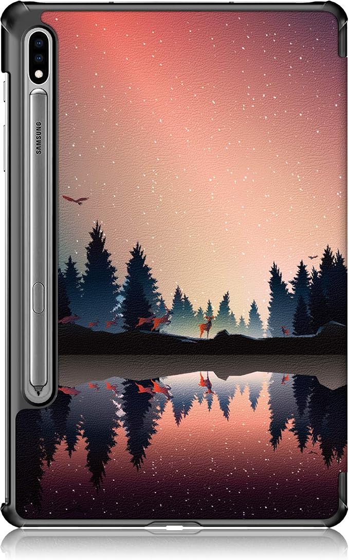 Case for Samsung Galaxy Tab S8 Plus 12.4 2022/S7 FE 2021/S7 Plus 2020 (SM-X800/X806/T730/T733/T736/T738/T970/T975/T976) Lightweight Tri-Fold Stand Thin Cover Auto Wake/Sleep Almond Blossom