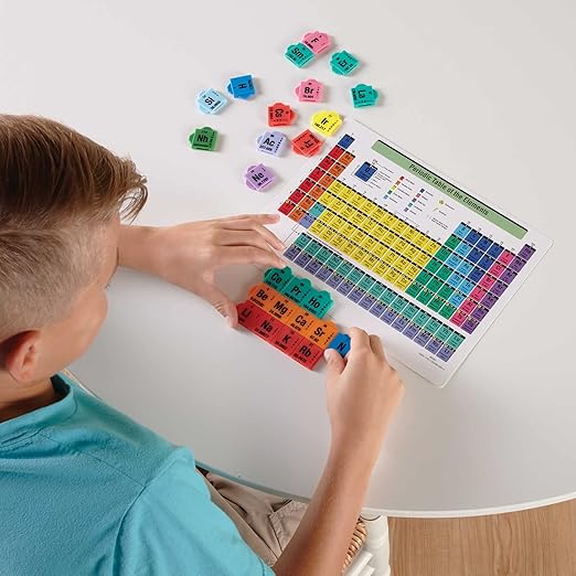 hand2mind Connecting Color Tiles Periodic Table for Kids Ages 10-13, Learn About Elements and Chemistry at Home, Atomic Number, Symbol, Weight, and Electron, Homeschool Supplies (163 Tiles)