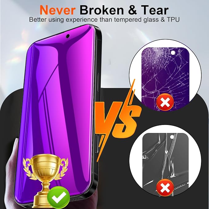 Fotbor for iPhone 16 Pro Max Privacy Screen Protector 2 Pack Purple Magenta Gradient Anti-Spy Anti-Blue Light 7H Hardness Private Film [Auto-Alignment Tray] No Peeling Shatterproof Case Friendly