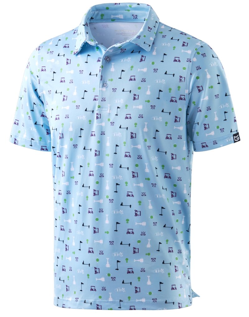 Men's Golf Shirt Short Sleeve Dry Fit Polo Moisture Wicking Print Collared Golf Shirts for Men Casual Lightweight(Golf Collection,L)