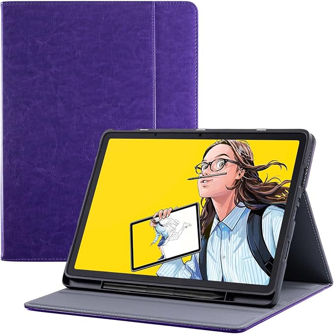 Stand Case for Wacom Movinkpad 11 Tablet Black | PU Leather Protective Coverwith Pen Holder &amp Pocket/Hand Strap Multiple-angles Viewing StandSoft TPU Back Shell