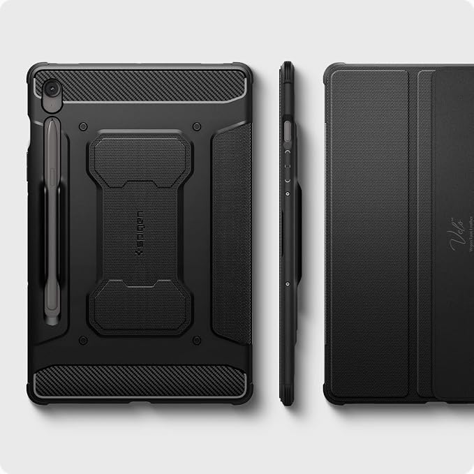 Spigen for Galaxy Tab S10 FE Plus Case (2025) Rugged Armor Pro Protective Tri-Fold Cover and S Pen Holder 13.1 inch Black
