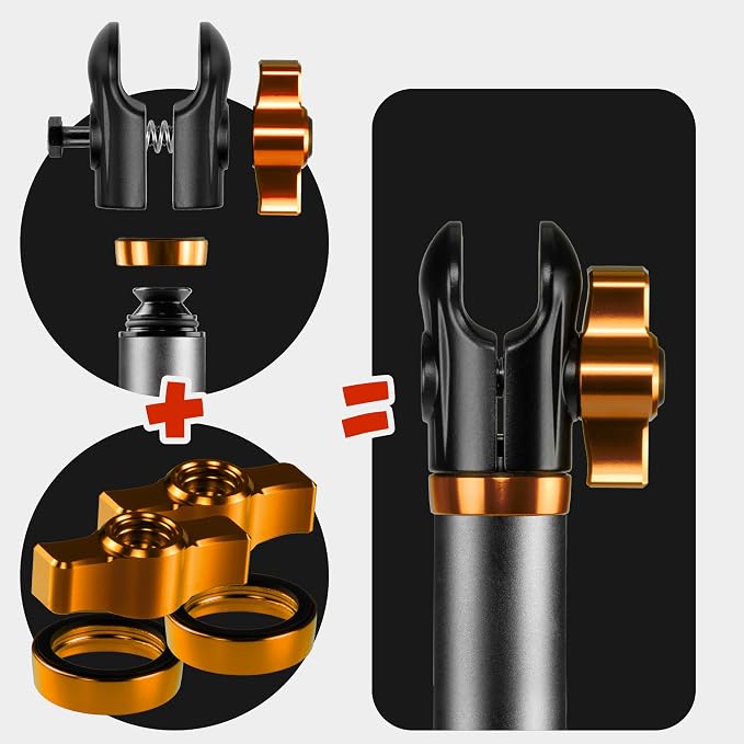 Tackform 10 Long 20mm Ball and Socket Arm DuraLock 20 Series Aluminum Tube Arm | Dual 20mm Sockets and Optional Anti-Theft Knobs | Black