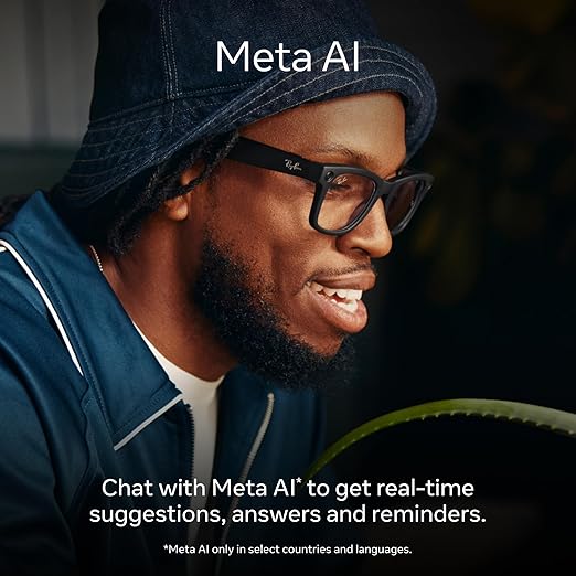 Ray-Ban Meta (Gen 1), Wayfarer, Shiny Black | Smart AI Glasses for Men, Women — 12 MP Ultra-Wide Camera, Open-Ear Speakers for Audio, Video Recording and Bluetooth — Clear Lenses — Wearable Technology