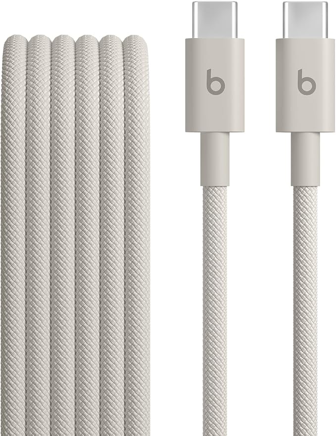 Beats 240W USB-C to USB-C Braided Cable Fast Charging Durable/Tangle Free Compatible with Apple and Android Devices (3 m/10 ft) – Bolt Black
