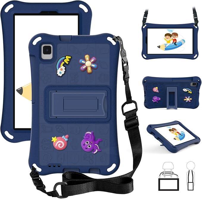Case for iPad 10.2 Inch 2021/2020/2019/ iPad Pro 10.5 Inch/Air 3rd Gen (2019) Shoulder Strap Kickstand Children Friendly Anti-Scratch Shockproof Case Lightpurple