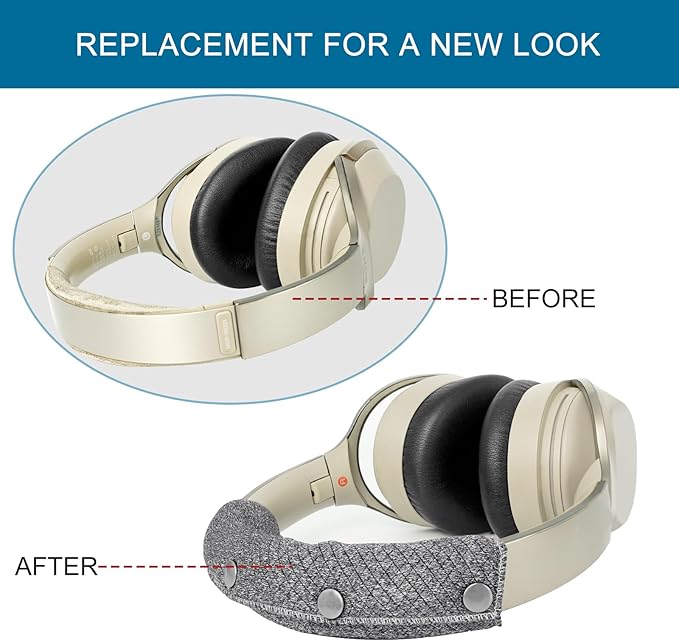 GEVO Replacement Headphone Headband Cover for Sony WH-1000XM4,WH-1000XM3/H910N/XB910N/XB900N/CH710N Headphones,Headband Cushioning Pad Protects Repair Parts,Easy Installation,No Tools Required (Gray)