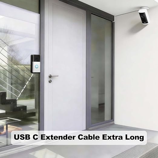 USB C Extension Cable 20FT for Ring Solar Panel-White Waterproof | USBC Male to Female Extender Cord WindproofPower Charging Ring Camera Extension Cable for Solar PanelMag-Safe ChargerPhone