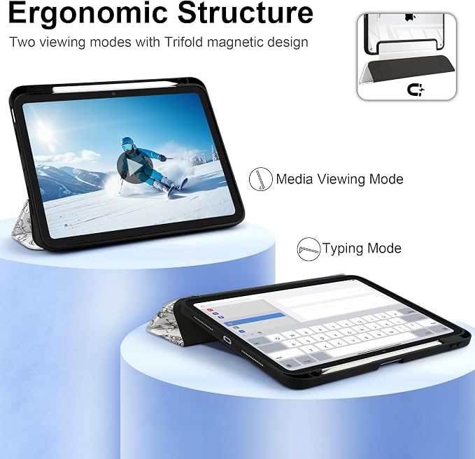 DONGKE for iPad Pro 11-Inch Case (M5 2025 / M4 2024) 6th/5th Generation [Auto Sleep/Wake &amp Pencil Pro Holder] Clear Acrylic Back Smart Trifold Stand Cover Bear &amp Cherry
