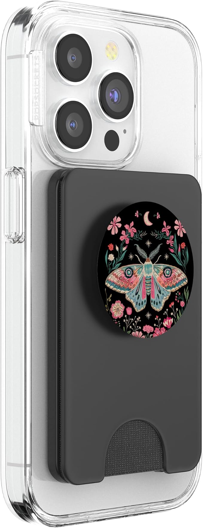 Aesthetic Pink Blue Luna Moth Butterfly Flower Witchy Moon PopSockets Adhesive PopGrip
