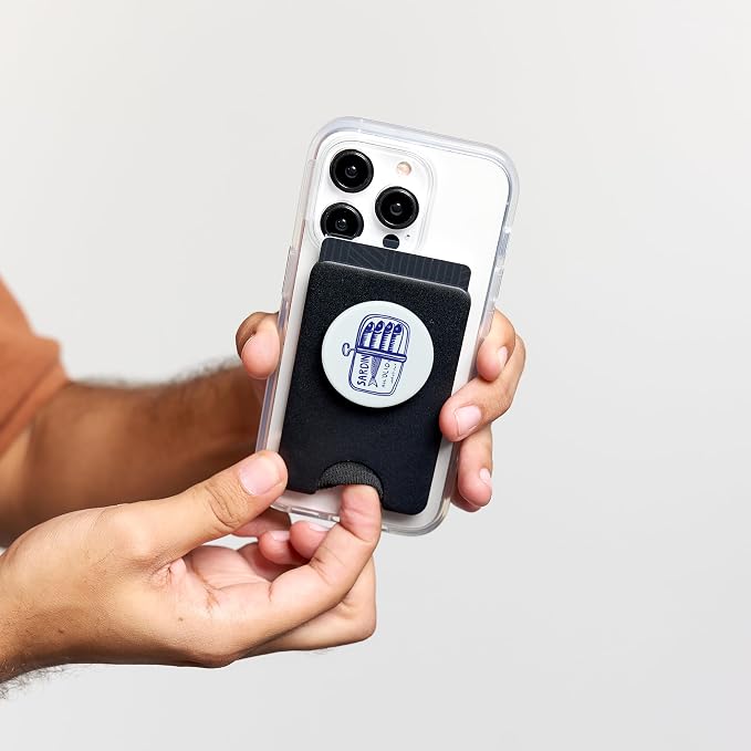 Sardine Tin in Blue Hand Drawn PopSockets PopWallet for MagSafe