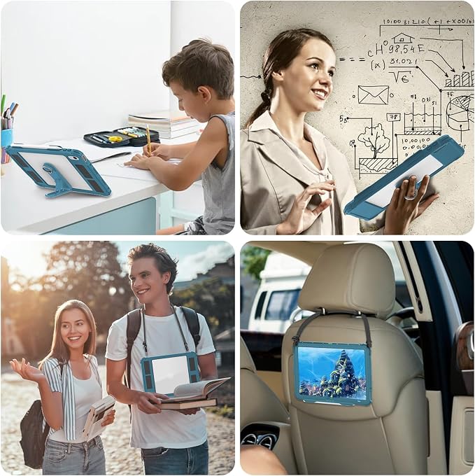 10.2 Waterproof Case Compatible with iPad 9th 8th 7th Generation 2021/2020/2019 Built-in Screen Protector with Strap Stand Pencil Holder Full Body Heavy Duty Protective Shockproof