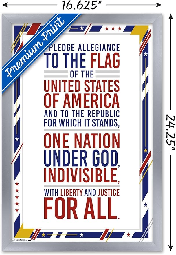 Trends International The United States Of America - Pledge Of Allegiance Wall Poster, 14.725" x 22.375", Silver Framed Version