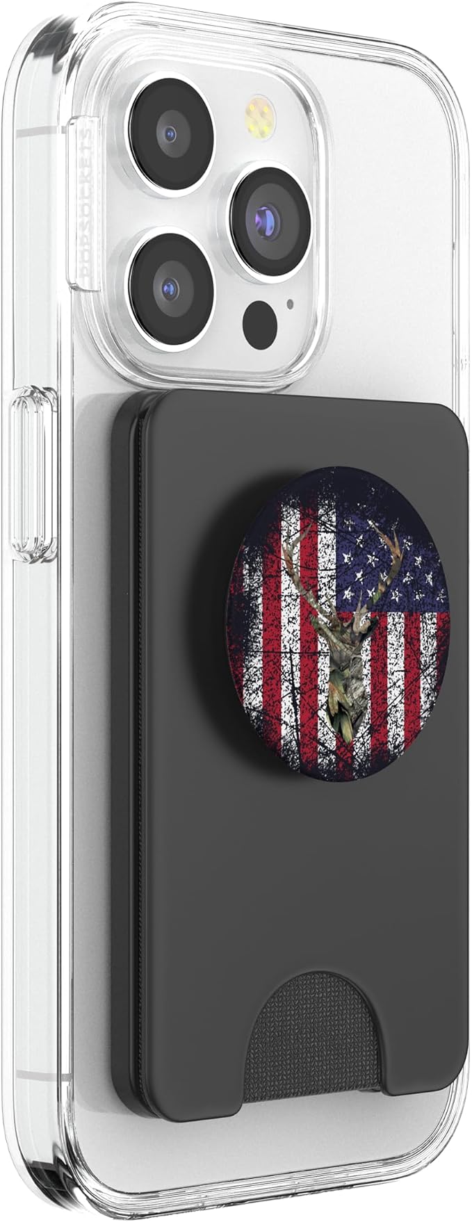 Deer Buck Hunting USA Flag Brown Camouflage Red White Blue PopSockets Adhesive PopGrip