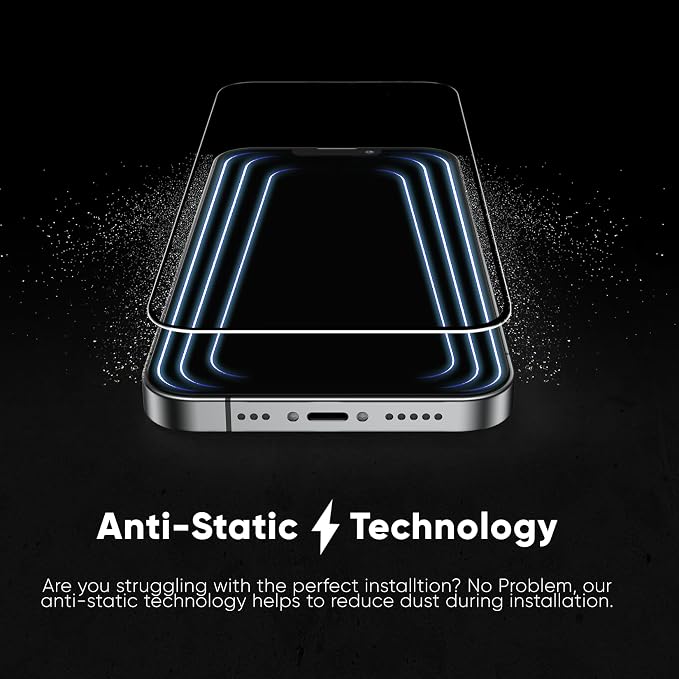 FLOLAB NanoArmour ONETIME MAX for iPhone 14 Pro / 15 Screen Protector Anti Glare Military-Grade Tempered Glass - Reinforced Edge Durable Smooth Easy to Install Guaranteed. (Dust Free)