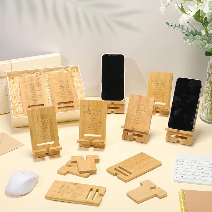 Ripeng 30 Pcs Employee Appreciation Gifts Bulk Bamboo Phone Stand for Desk Office Workers Inspiration Thank You Gift for Team Coworkers Staff Volunteer Nurse Teacher Colleagues Gratitude (Inspiration)