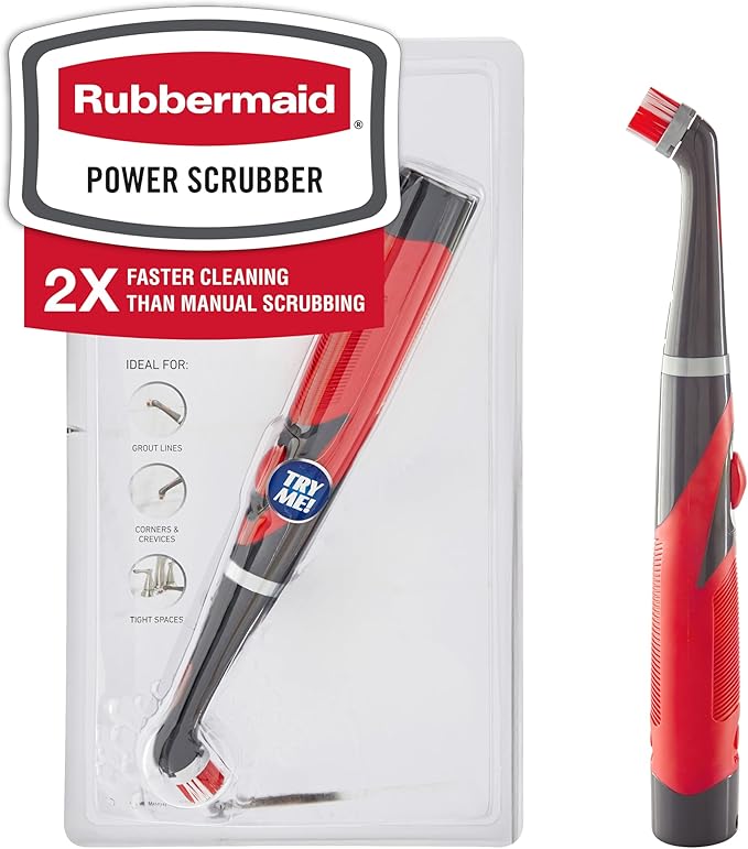 Rubbermaid Reveal Power Scrubber with Multi-Purpose Head, Cordless Electric Battery Powered Scrub Brush, Water Resistant, for Home/Kitchen/Bathroom/Grout/Tile/Shower/Tub