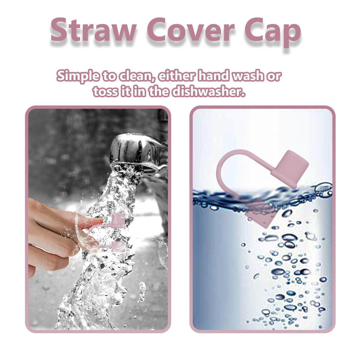 GGDECA 7Pcs Straw Cover Cap for Stanley Cup,Simple 10mm(0.4inch) Silicone Straw Toppers for Stanley 40&30oz Tumbler Accessories-Pink/2