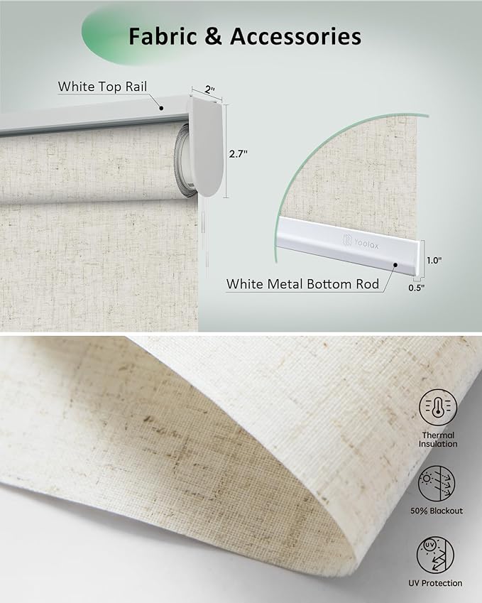 Yoolax Motorized Blinds App Control, Light Filtering Motorized Shades for Windows, Cordless Automatic Roller Shades for Bedroom Living Room Office(Light Filtering Linen Beige, 22" W x 72" H)