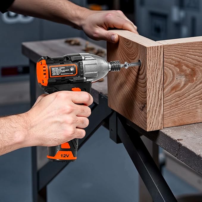 VEVOR Impact Driver, 1/4 Inch, 3000 RPM Max Speed, 12 V Brushless Motor, Electric Cordless Impact Driver Kit with Battery and Charger, 20 Bits, LED Work Light, for Furniture, Electrical, Home Repairs