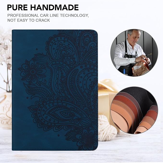 Case for Samsung Galaxy Tab A11 Plus/ A9 Plus 11 Inch PU Leather Multi-Angle Viewing Protective Cover with Card Slots - Blue
