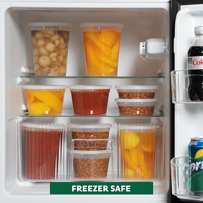 Freshware Food Storage Containers [50 Set] 34 oz Plastic Deli Containers with Lids, Slime, Soup, Meal Prep Containers, BPA Free, Stackable, Leakproof, Microwave, Dishwasher and Freezer Safe