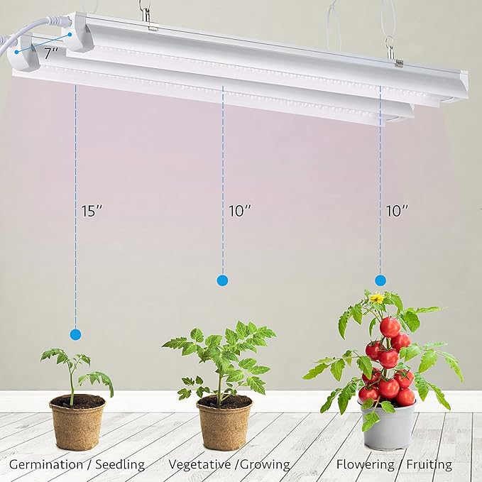 Grow Light for Indoor Plants, 4ft T8, 270W (6 x 45W), Super Bright Full Spectrum Sunlight LED Grow Lights, 6-Pack