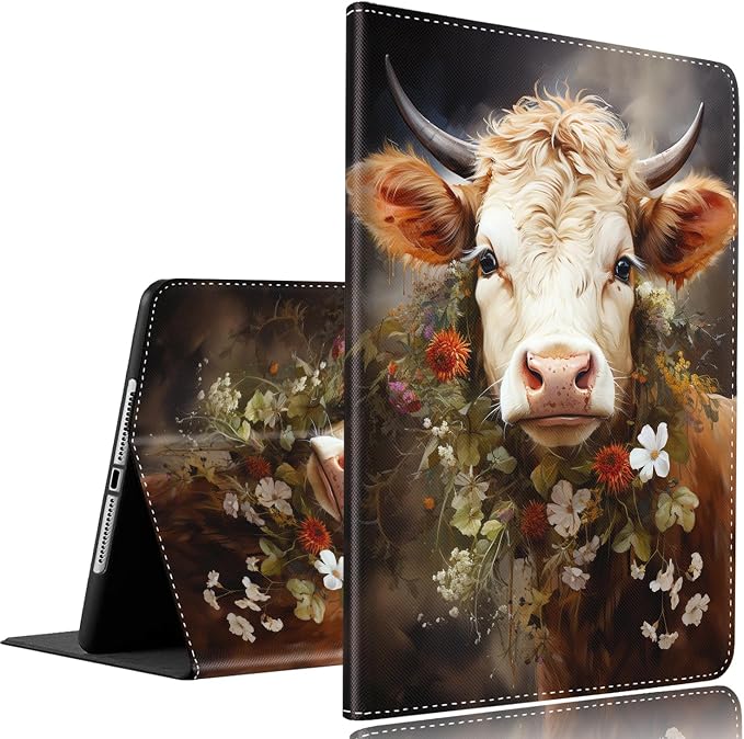 Vintage Floral Astronaut iPad 9th Gen Case - 10.2 Inch Standing Cover with Auto Sleep/Wake